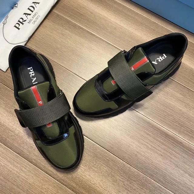 Prada Cloudbust Navy Army Green Chaussures sans lacets slip-on à double sangle lifestyle 10