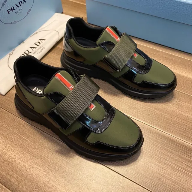 Prada Cloudbust Navy Army Green Chaussures sans lacets slip-on à double sangle lifestyle 11
