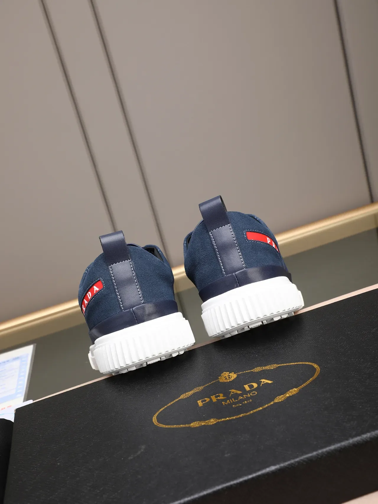Prada Cloudbust Navy Blue Suede Lifestyle Sneakers 4