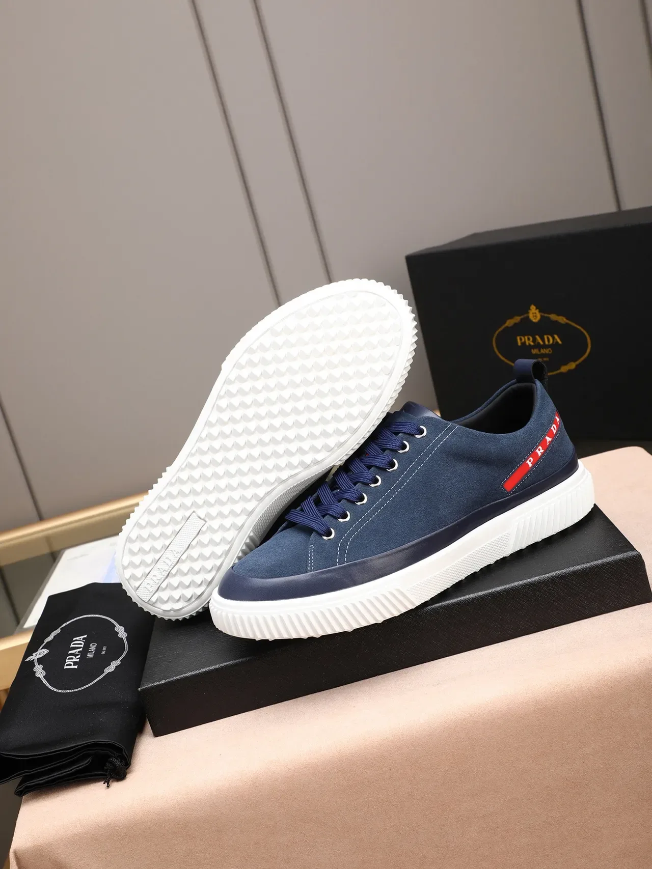 Prada Cloudbust Navy Blue Suede Lifestyle Sneakers 5