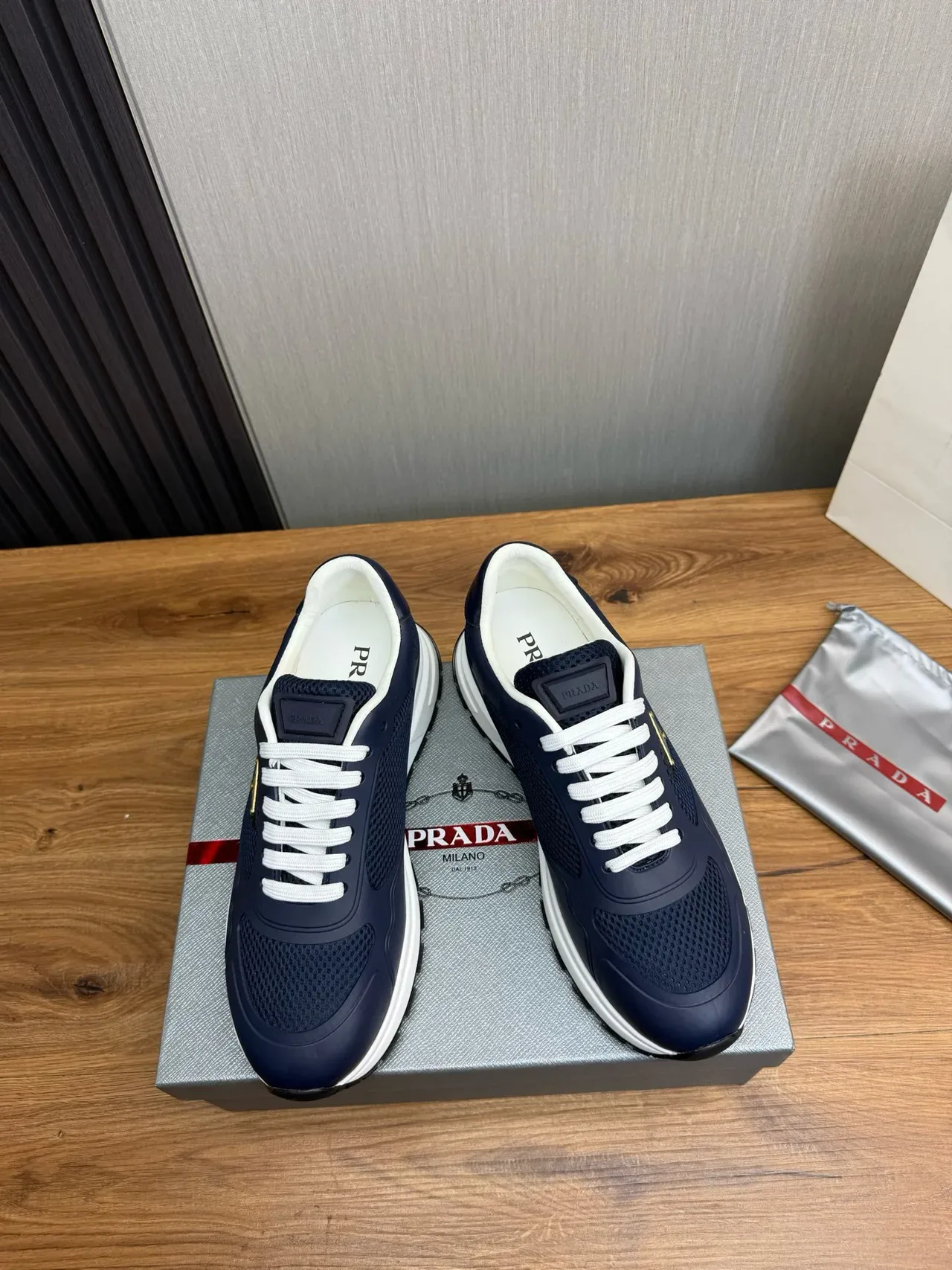 Prada Cloudbust Navy Mesh and Rubber Lifestyle Sneakers 2
