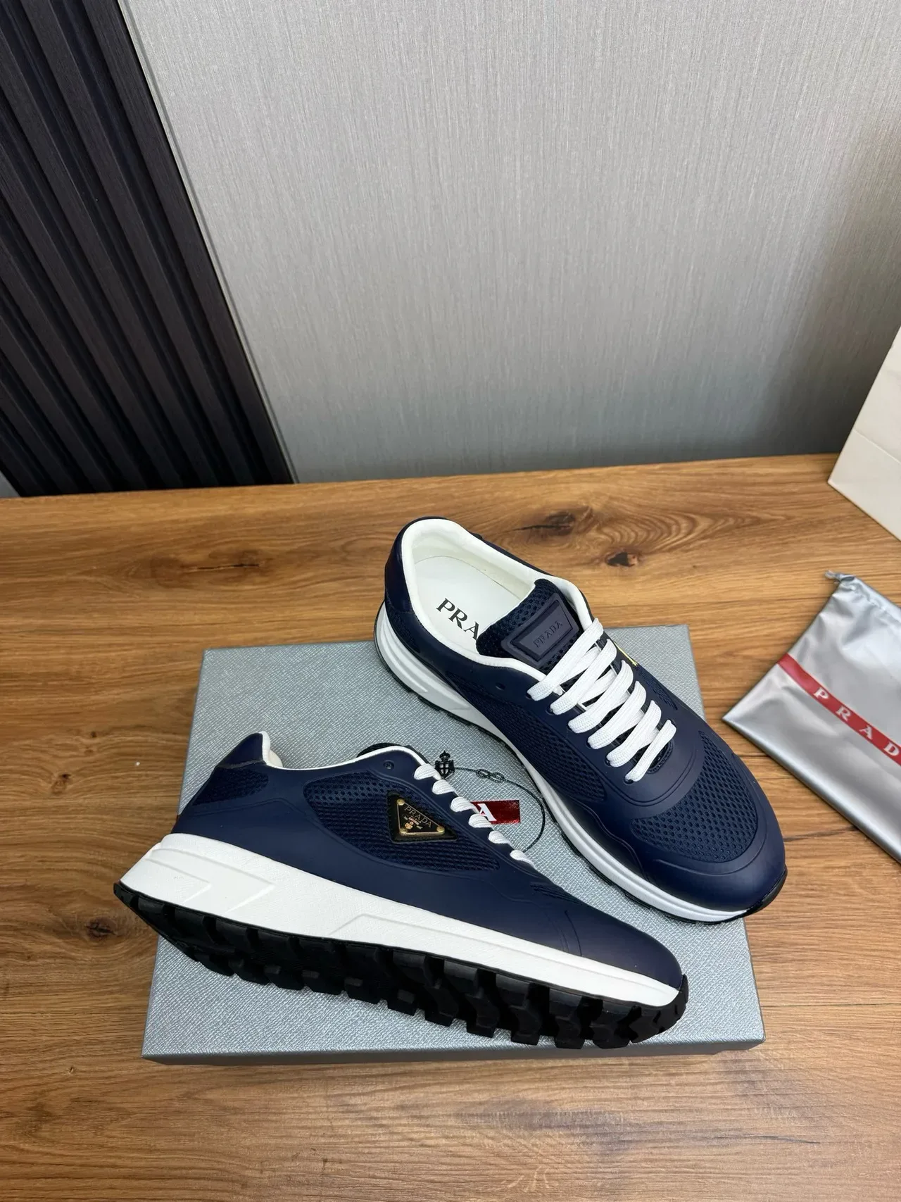 Prada Cloudbust Navy Mesh and Rubber Lifestyle Sneakers 6