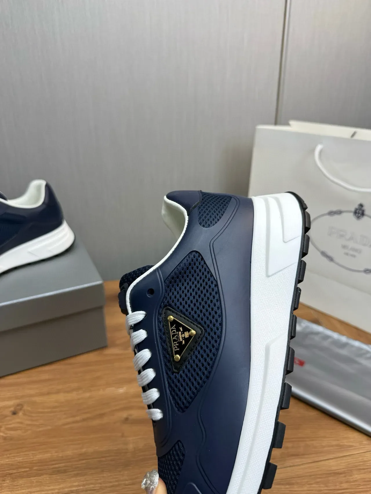 Prada Cloudbust Navy Mesh and Rubber Lifestyle Sneakers 9