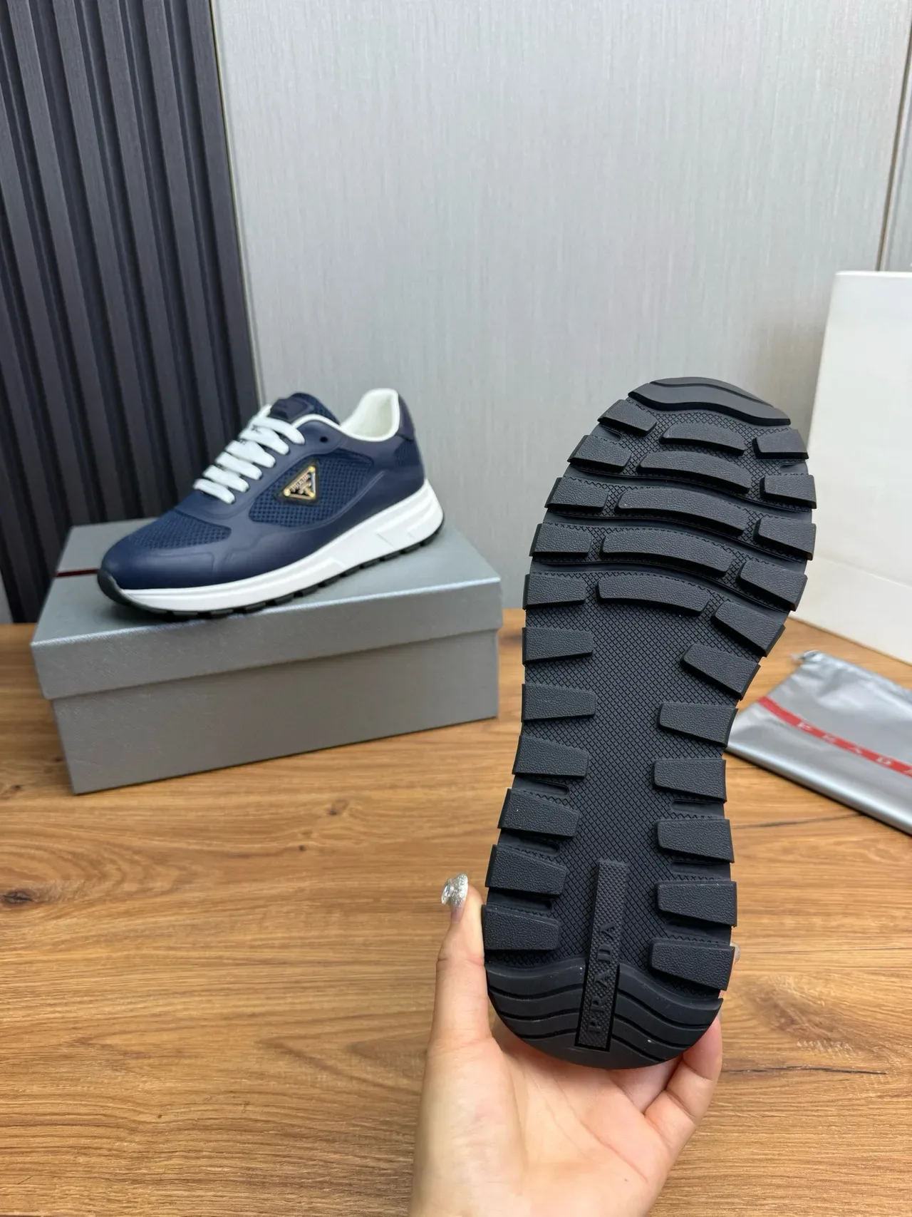Prada Cloudbust Navy Mesh and Rubber Lifestyle Sneakers 11
