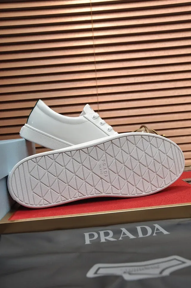 Prada Cloudbust White and Green Leather Lifestyle Sneakers 3