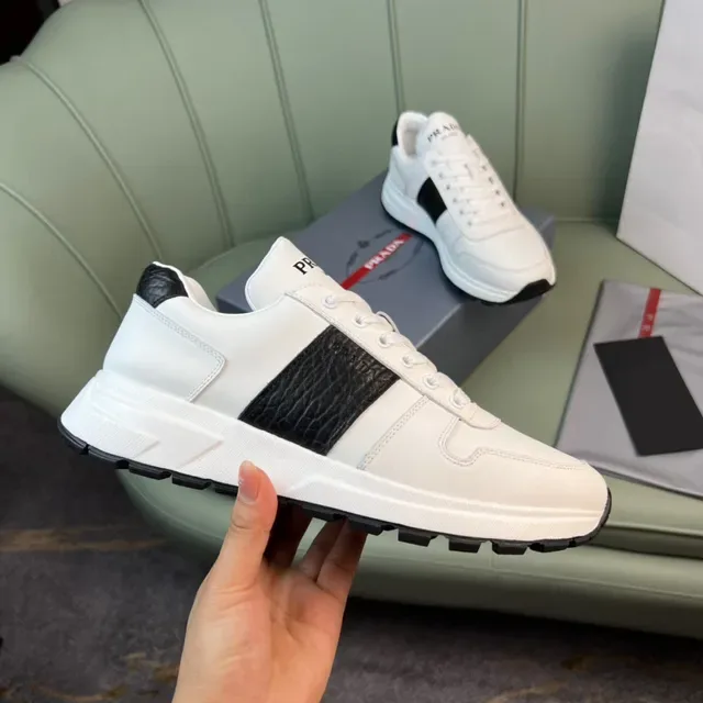 Prada Cloudbust White Black Low-Top Leather Upper Chunky Sneakers 4