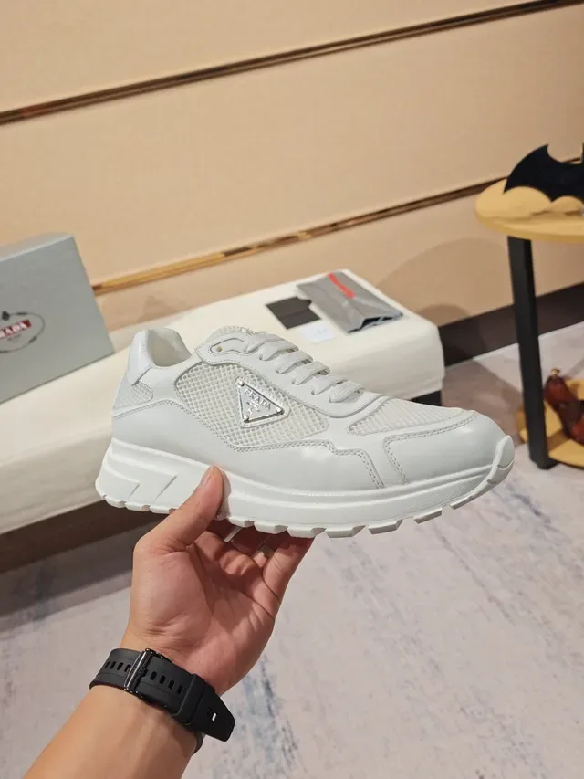 Prada Cloudbust White Leather and Mesh Chunky Sneakers 4