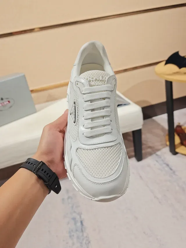 Prada Cloudbust White Leather and Mesh Chunky Sneakers 5