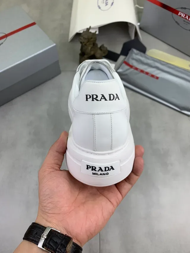 Prada Cloudbust White Leather Platform Sole Lifestyle Sneakers 3
