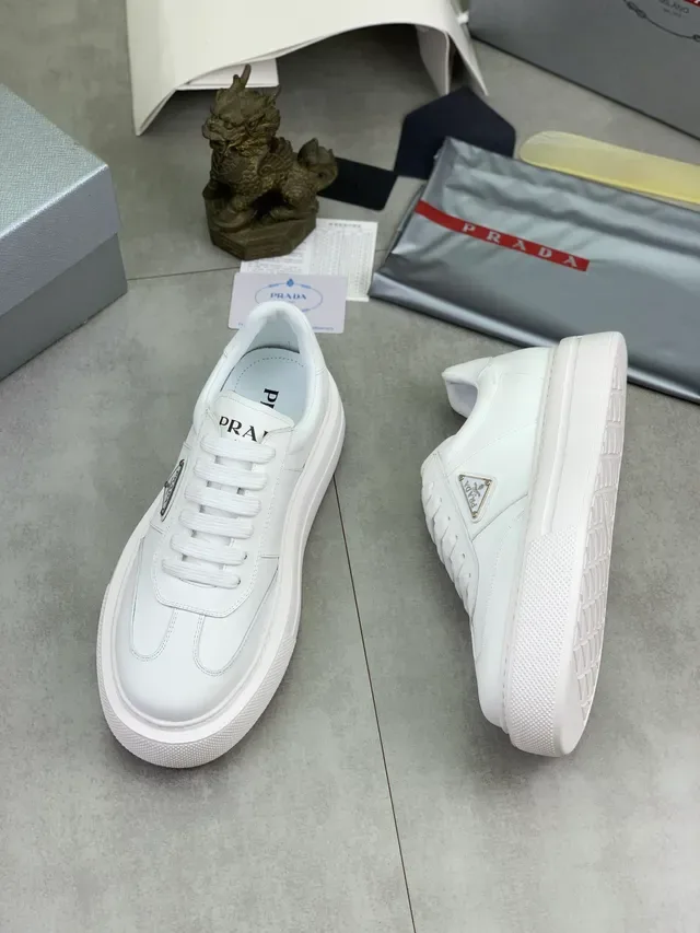 Prada Cloudbust White Leather Platform Sole Lifestyle Sneakers 5