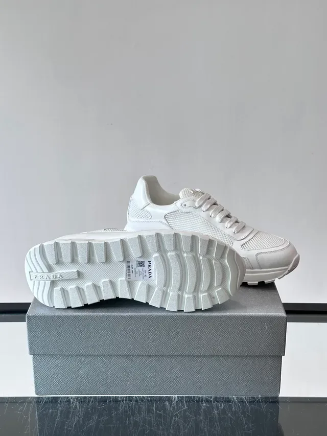 Prada Cloudbust White Mesh and Leather Chunky Sneakers 2