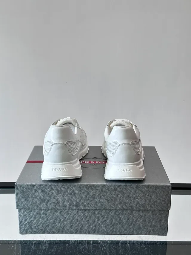 Prada Cloudbust White Mesh and Leather Chunky Sneakers 3