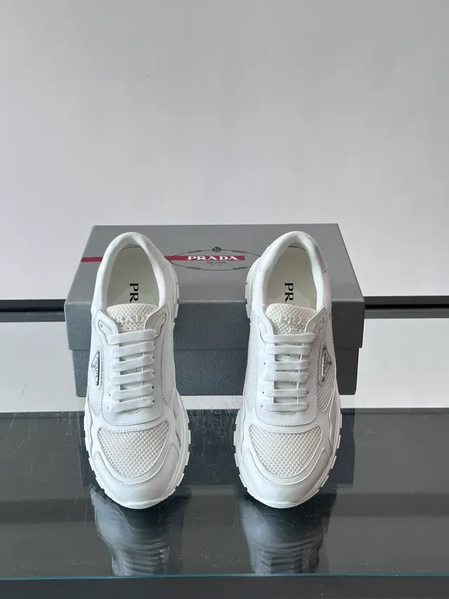Prada Cloudbust White Mesh and Leather Chunky Sneakers 4