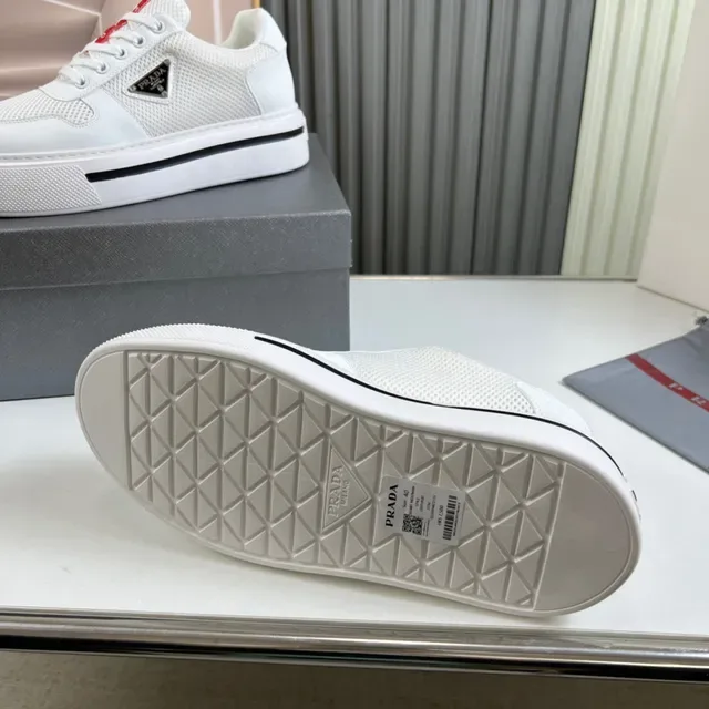 Prada Cloudbust White Mesh and Leather Lifestyle Sneakers 2