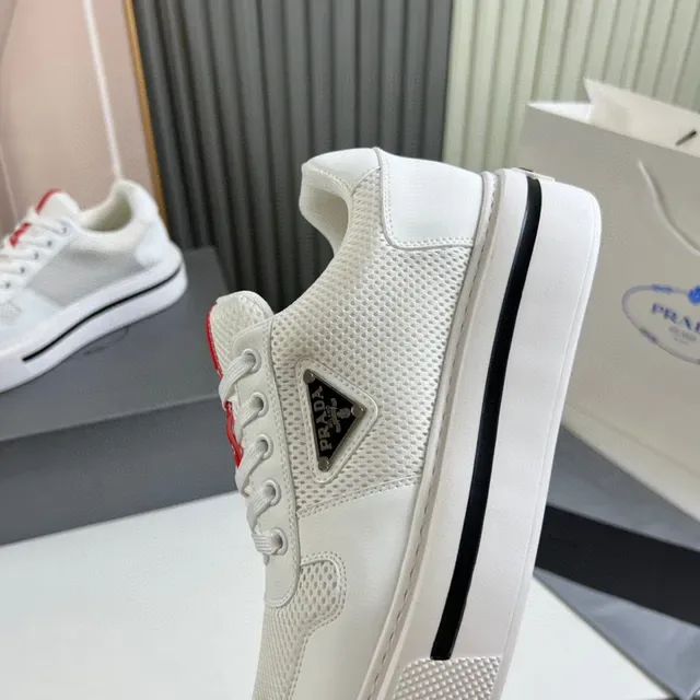 Prada Cloudbust White Mesh and Leather Lifestyle Sneakers 3