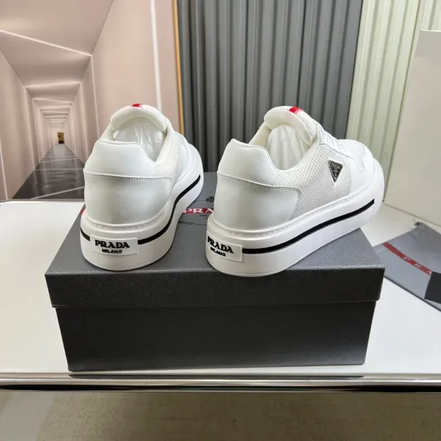 Prada Cloudbust White Mesh and Leather Lifestyle Sneakers 5