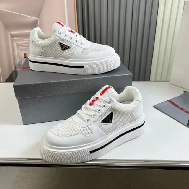 Prada Cloudbust White Mesh and Leather Lifestyle Sneakers 7