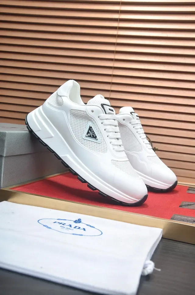 Prada Cloudbust White Mesh and Synthetic Lifestyle Sneakers 4