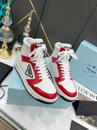 Prada Cloudbust White Red High-Top Color-Blocked Lifestyle Sneakers 2