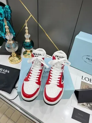 Prada Cloudbust White Red High-Top Color-Blocked Lifestyle Sneakers 3