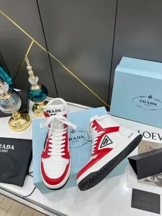 Prada Cloudbust White Red High-Top Color-Blocked Lifestyle Sneakers 8