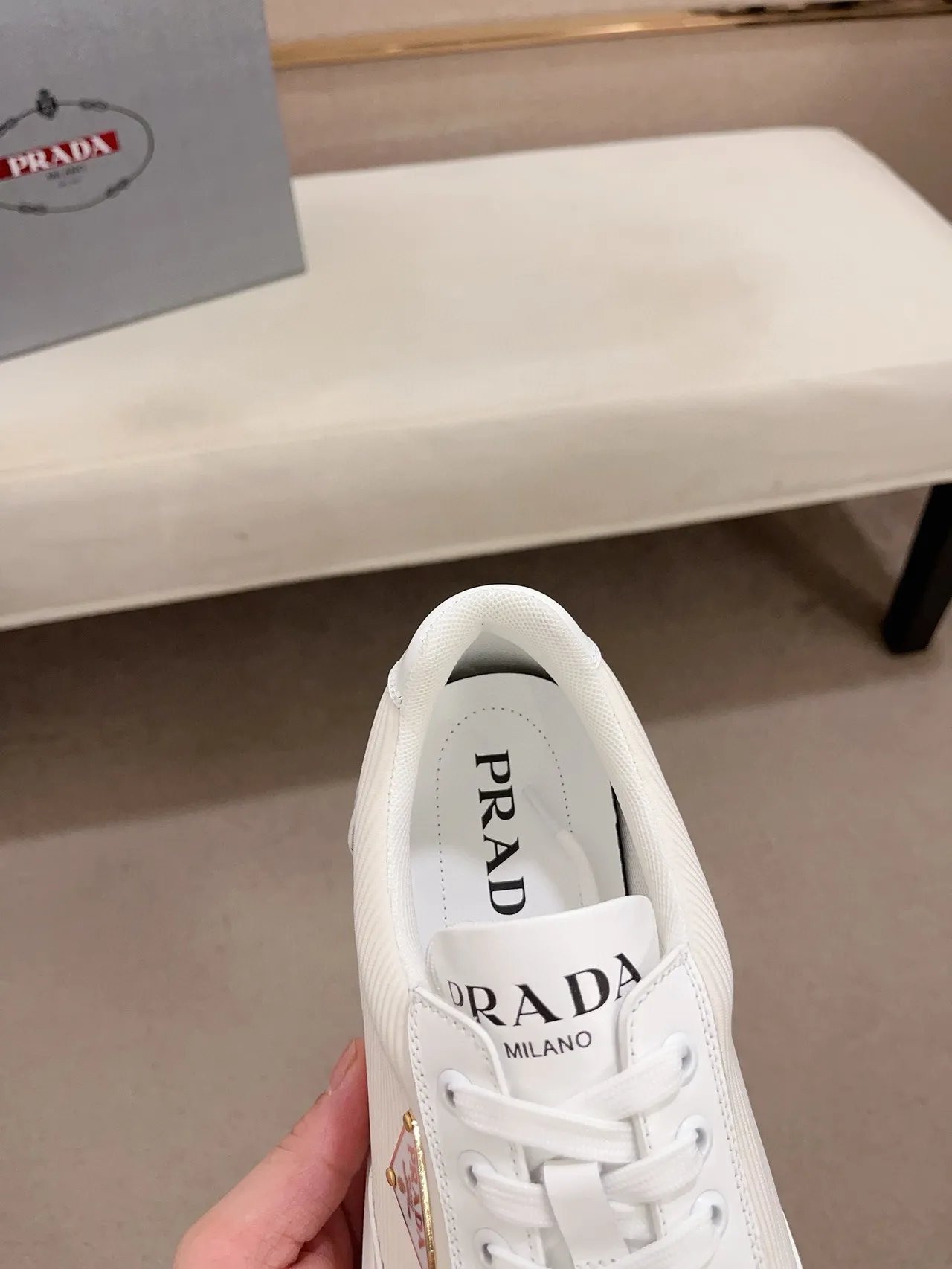 Prada Cloudbust White Ribbed Panel Lifestyle Sneakers 4