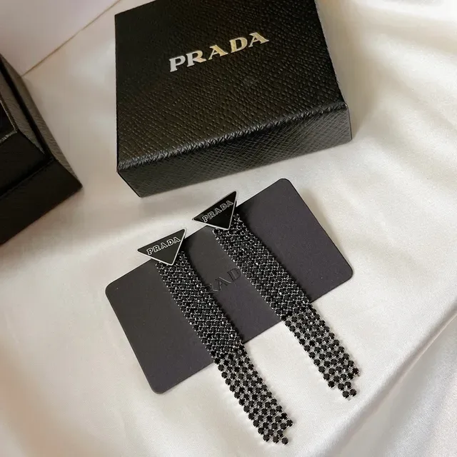Prada Crystal Fringe Tassel Earrings 3