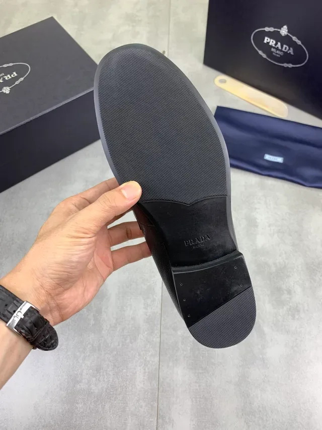 Prada Horsebit Loafer Black Pebbled Leather Loafers 2
