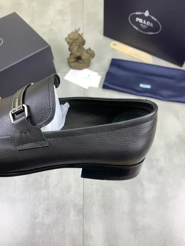 Prada Horsebit Loafer Black Pebbled Leather Loafers 4