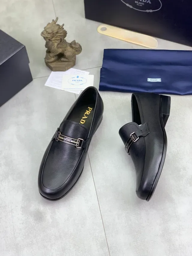 Prada Horsebit Loafer Black Pebbled Leather Loafers 5