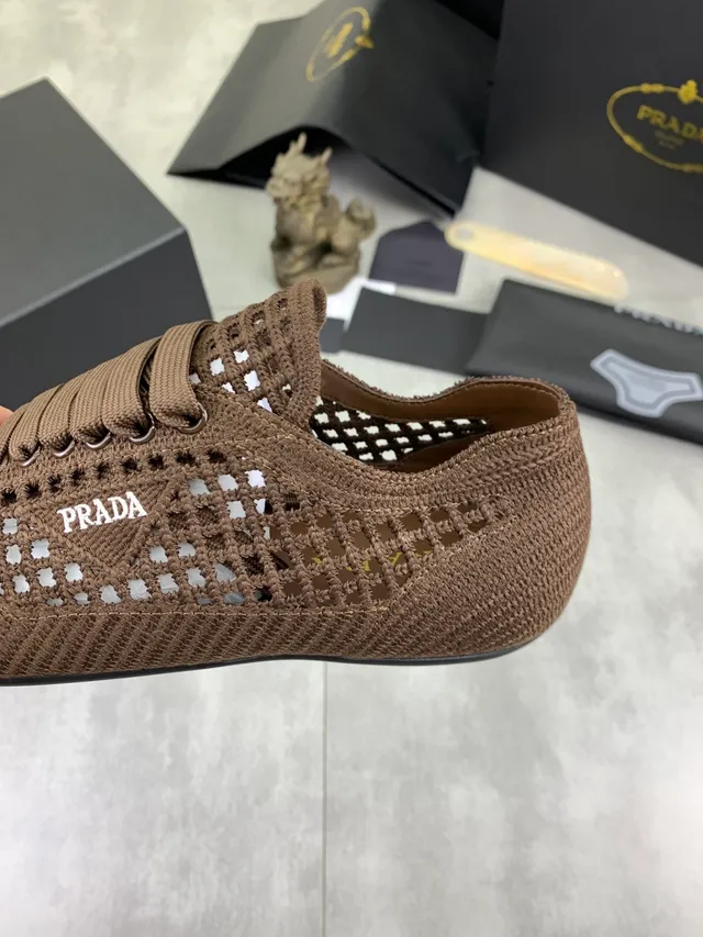 Prada Knit Mesh Perforated Brown Lifestyle Sneaker 4