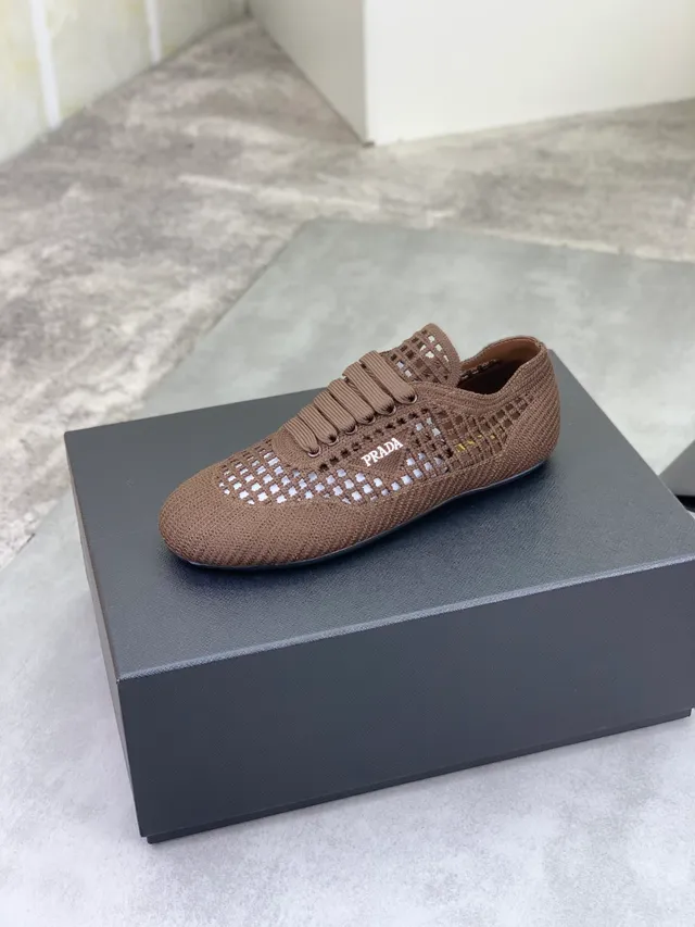 Prada Knit Mesh Perforated Brown Lifestyle Sneaker 5