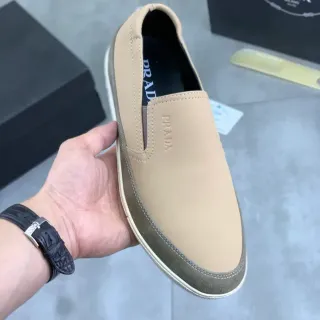 Prada Loafer Beige Army Green Slip-On Two-Tone Loafer