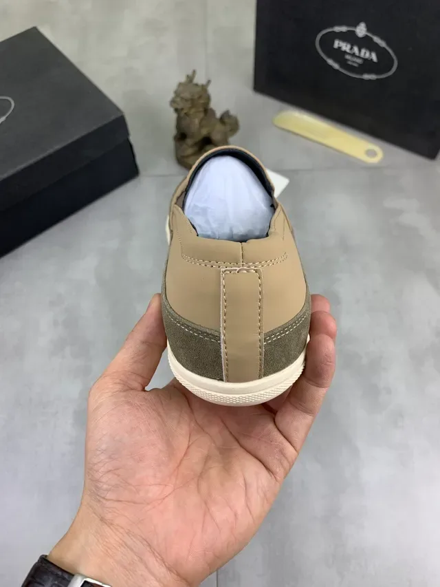 Prada Loafer Beige Army Green Slip-On Two-Tone Loafer 4