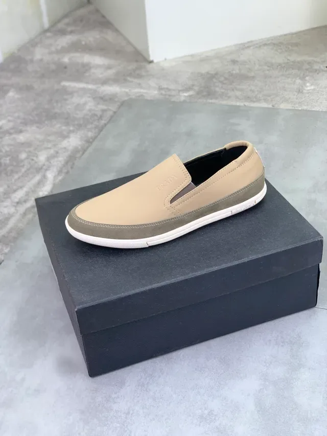Prada Loafer Beige Army Green Slip-On Two-Tone Loafer 5