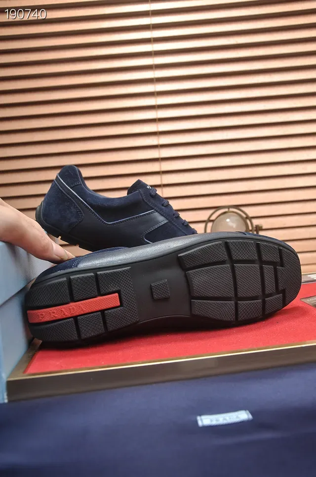Prada Navy Suede and Leather Low-Top Lifestyle Sneakers 2