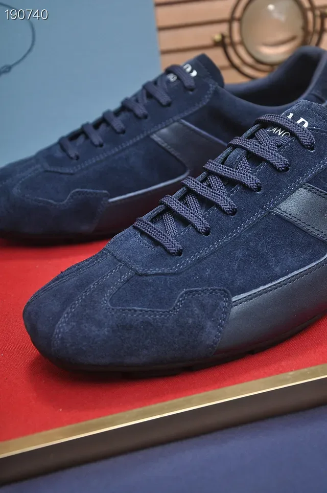 Prada Navy Suede and Leather Low-Top Lifestyle Sneakers 4