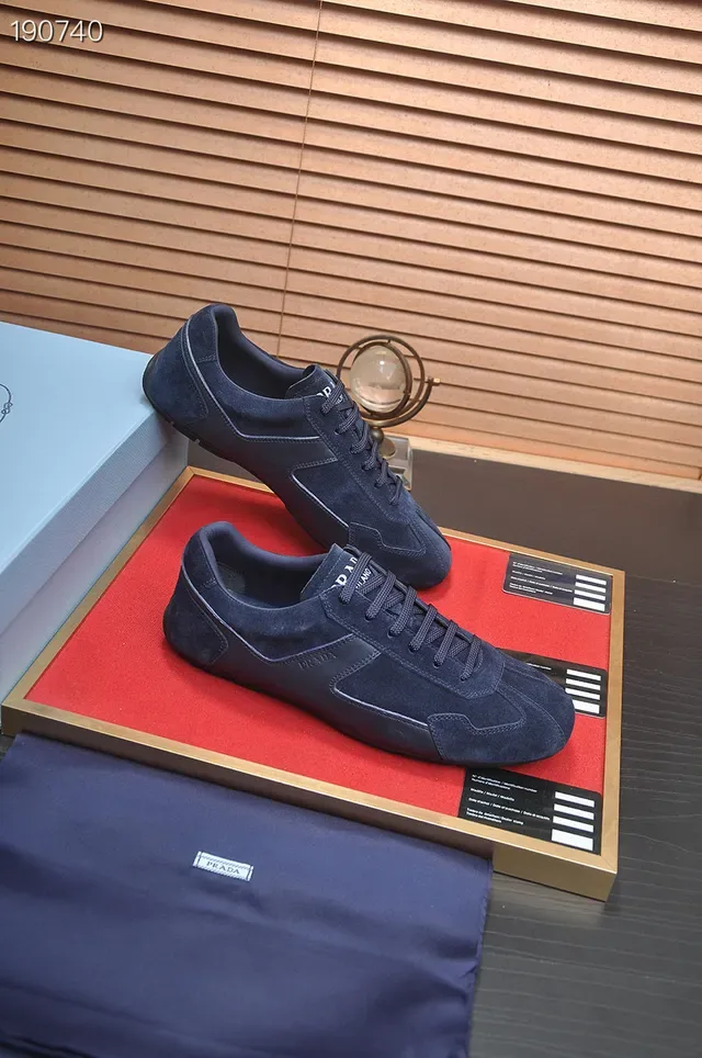 Prada Navy Suede and Leather Low-Top Lifestyle Sneakers 6