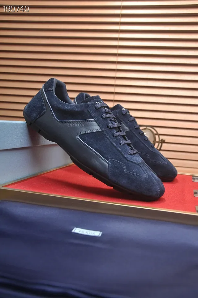 Prada Navy Suede and Leather Low-Top Lifestyle Sneakers 8