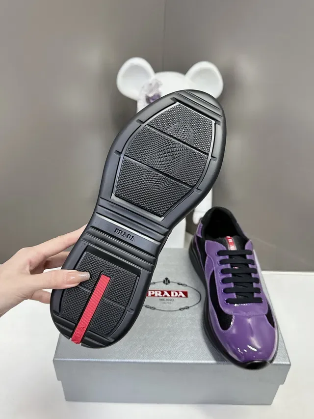 Prada Purple Black Glossy Patent Leather Mesh Contrast Lifestyle Sneakers 9