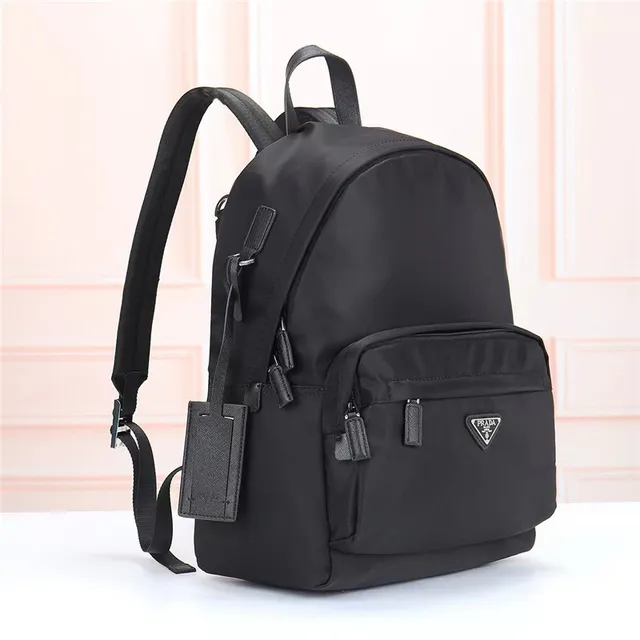 Prada Re-Nylon Black Construction Minimalist Casual Backpack 9