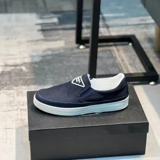 Prada Slip-On Sneaker Navy White Mesh Upper Construction Lifestyle Sneakers