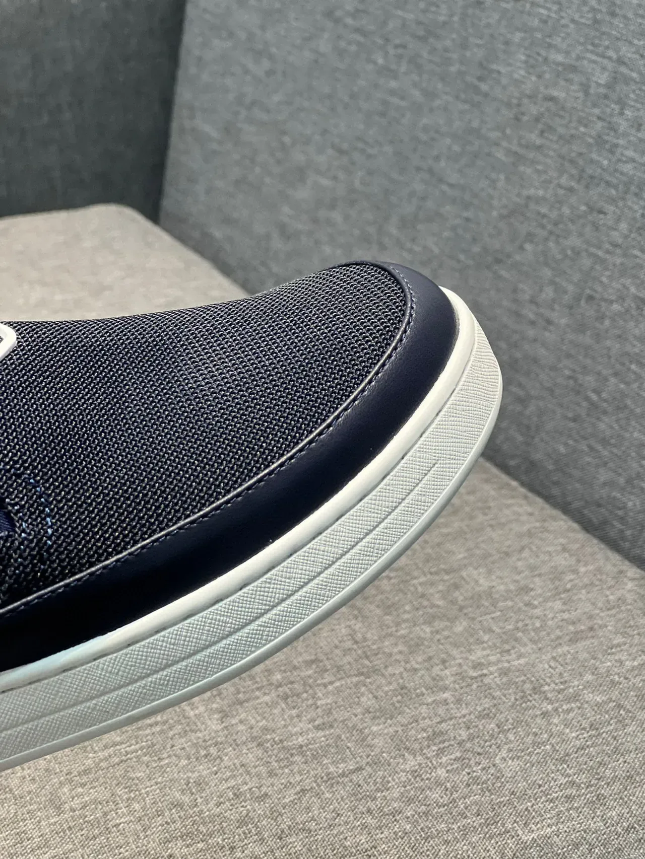 Prada Slip-On Sneaker Navy White Mesh Upper Construction Lifestyle Sneakers 3