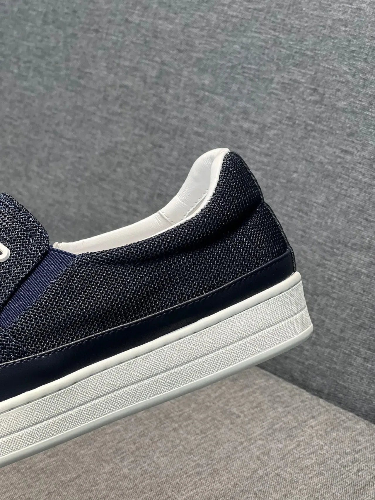 Prada Slip-On Sneaker Navy White Mesh Upper Construction Lifestyle Sneakers 8