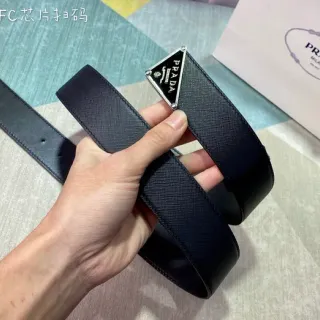 Prada Triangle Buckle Saffiano Leather Belt