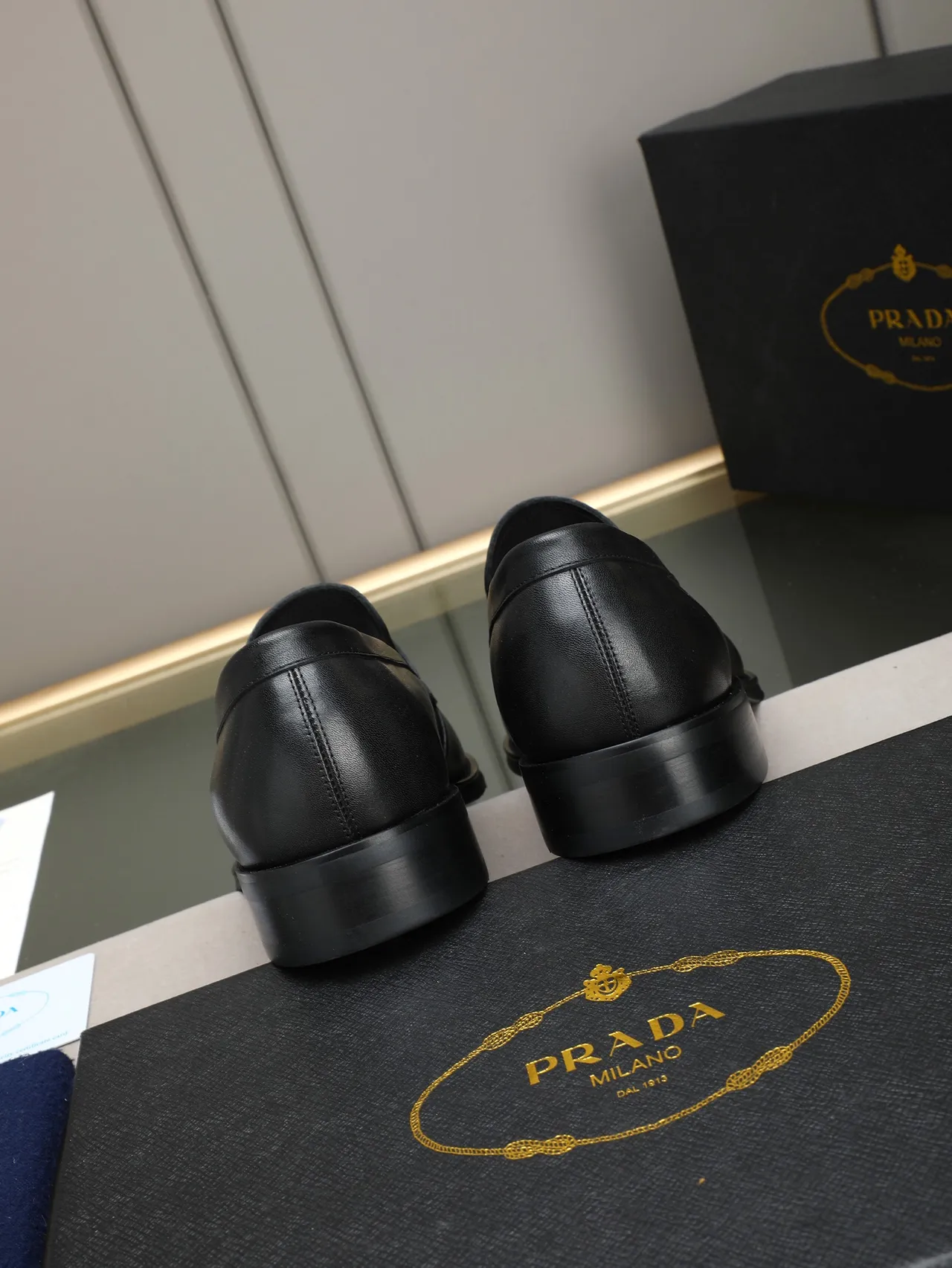 Prada Triangle Logo Loafer Black Leather Loafer 3