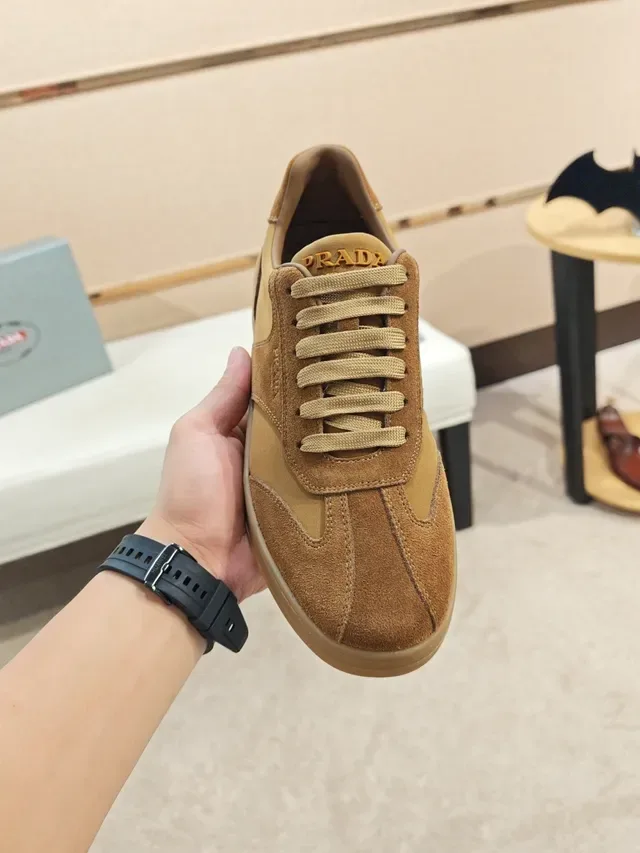 Prada Two-Tone Suede and Leather Lifestyle Sneakers 5