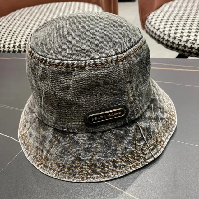 Prada Washed Gray Denim Bucket Hat 3