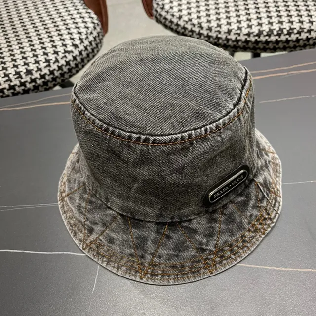 Prada Washed Gray Denim Bucket Hat 4