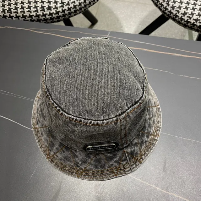 Prada Washed Gray Denim Bucket Hat 6
